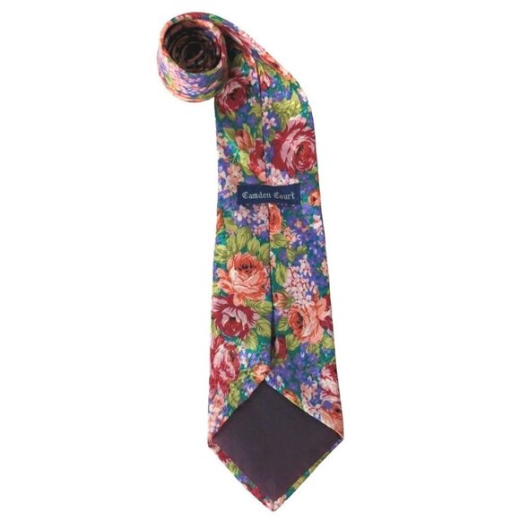 Camden Court Floral Flowers Roses Multicolor Novelty Necktie - Picture 5 of 6